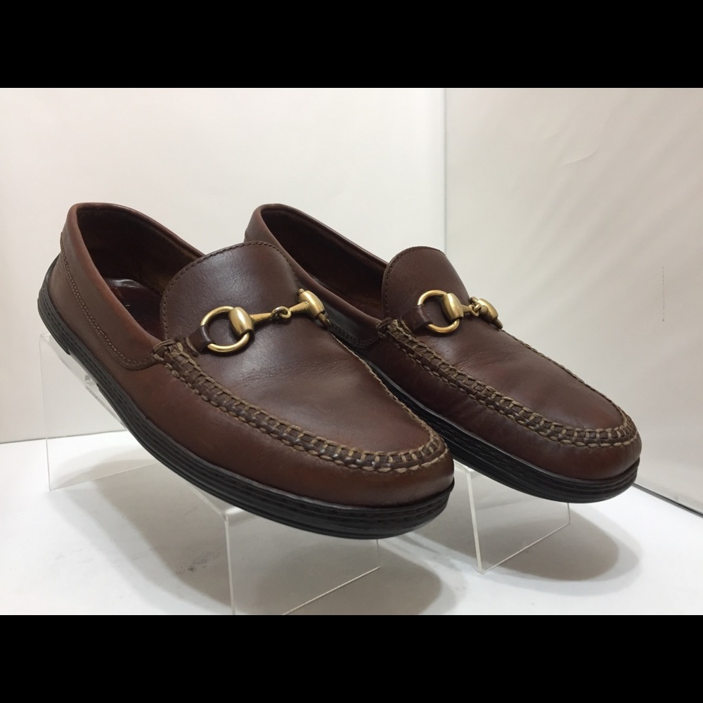 Gucci Brown Leather Loafers Horsebit Size 7.5 M